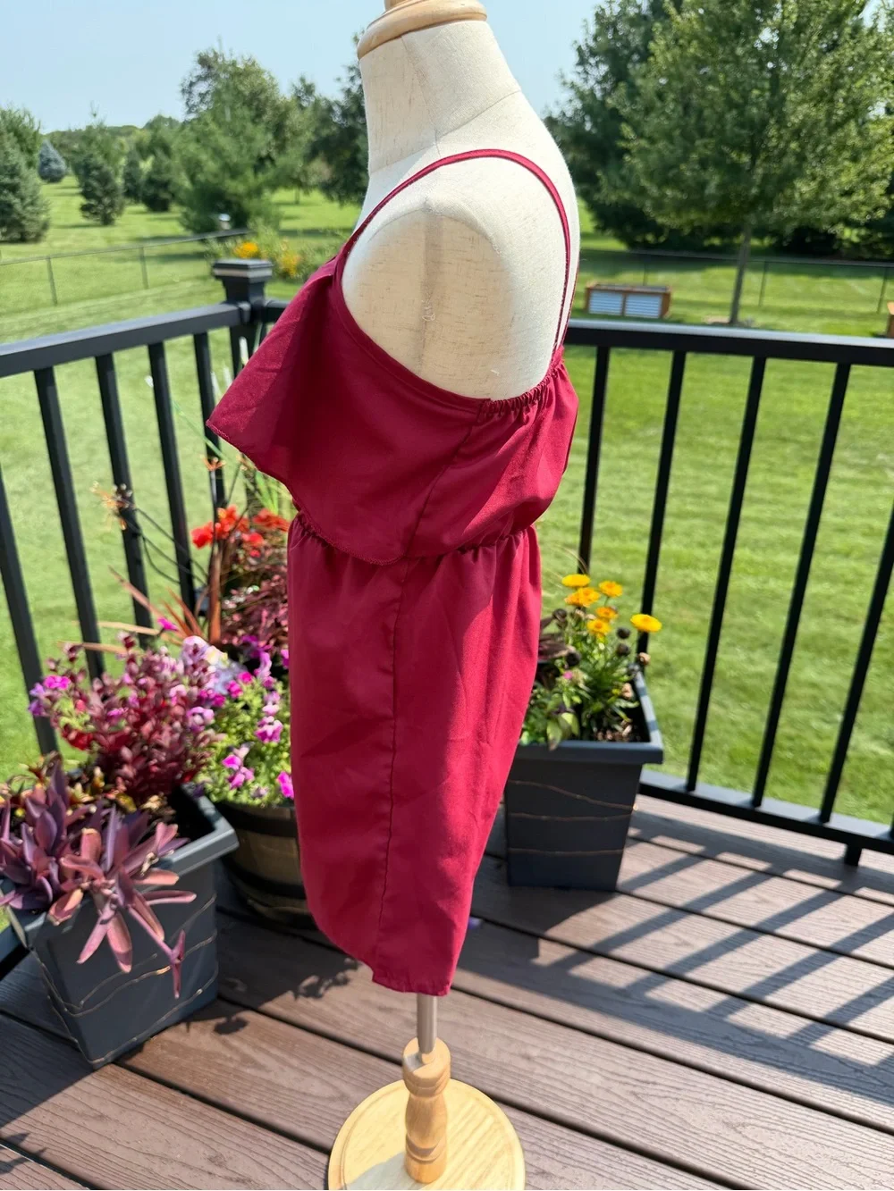 Girls Burgundy Ruffle Romper Size 7Y Sleeveless Summer Dressy Outfit